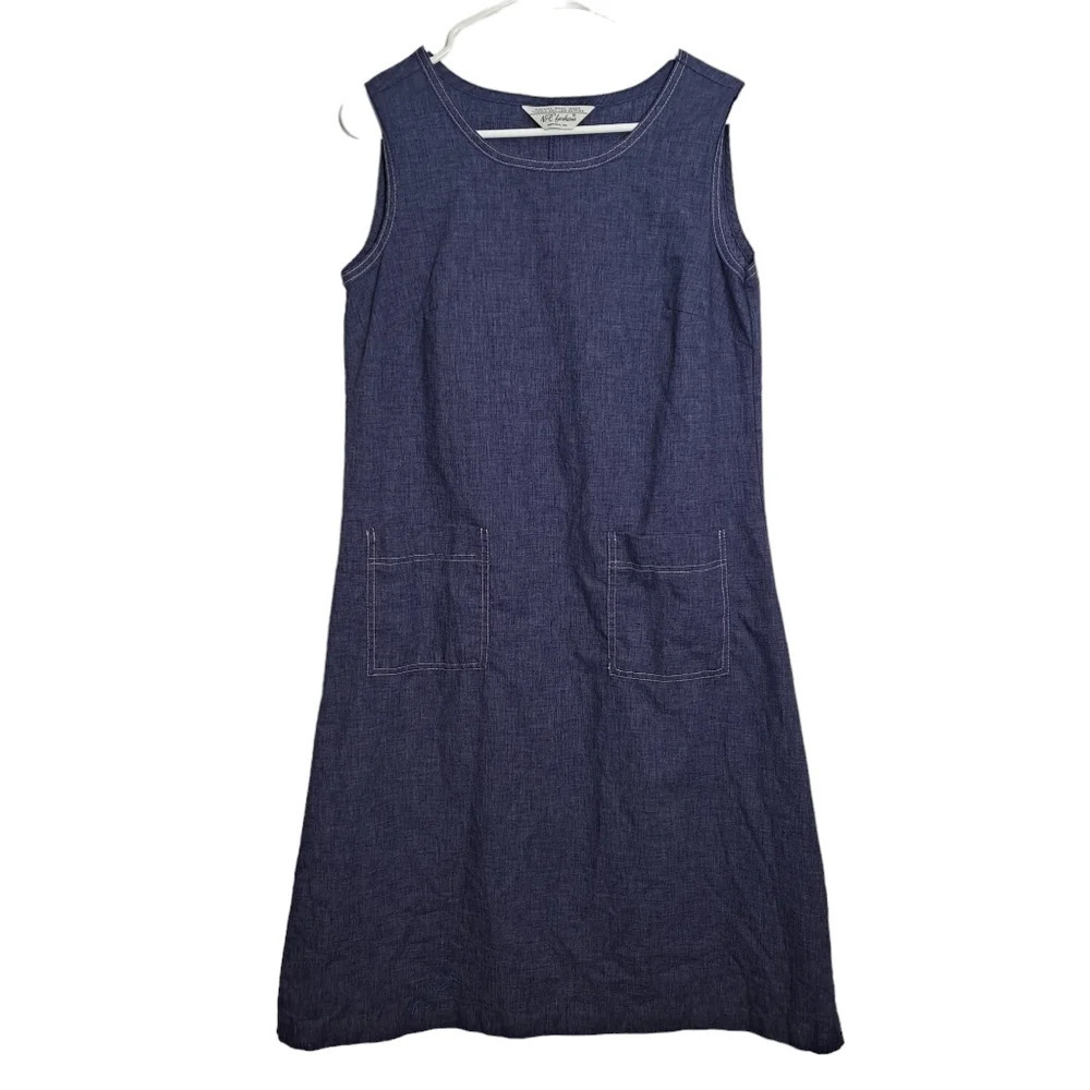 Vintage NPC Fashions Navy‎ Blue Midi A Line Lightweight Sleeveless Dress Size *8